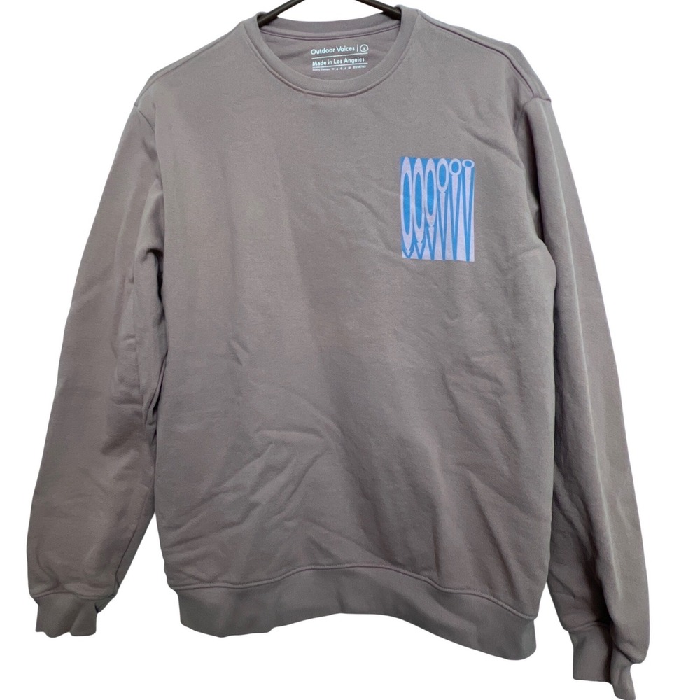 Outdoor Voices Crewneck Sweatshirt Lavender Cotton Logo Graphic Made in USA S